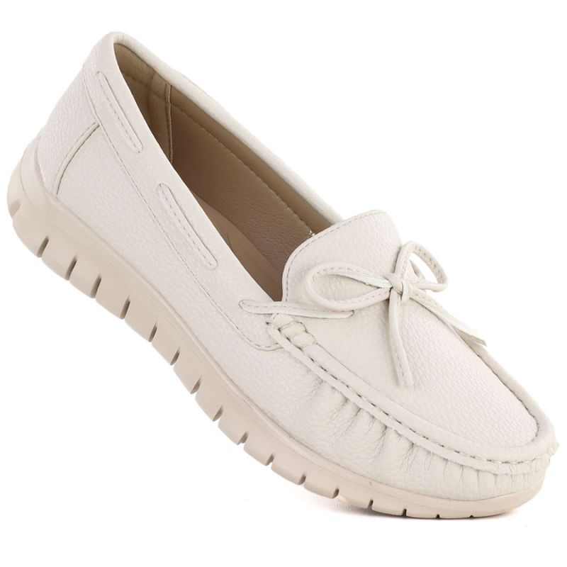 Women's cream moccasin shoes Sergio Leone MK093 LEONE