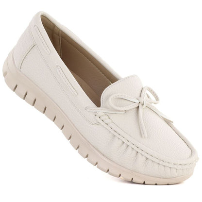 Women's cream moccasin shoes Sergio Leone MK093 LEONE