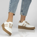 Women's leather suede platform shoes, white Filippo DP6776