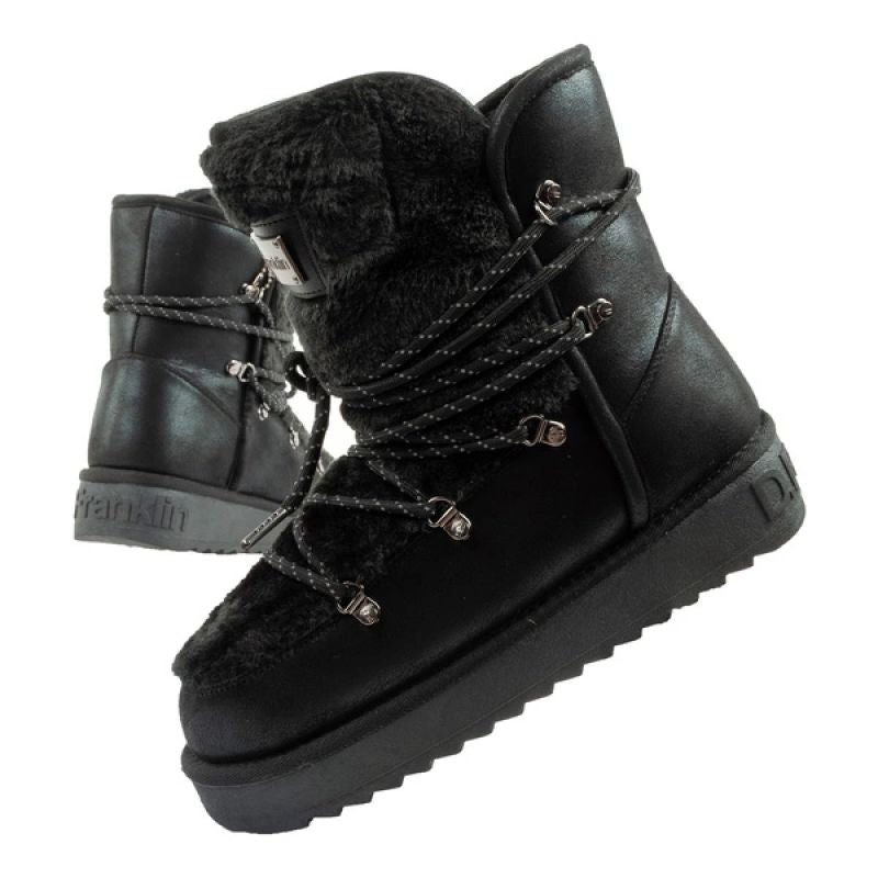 D.Franklin women's winter snow boots, fashionable fur lining, black D.Franklin