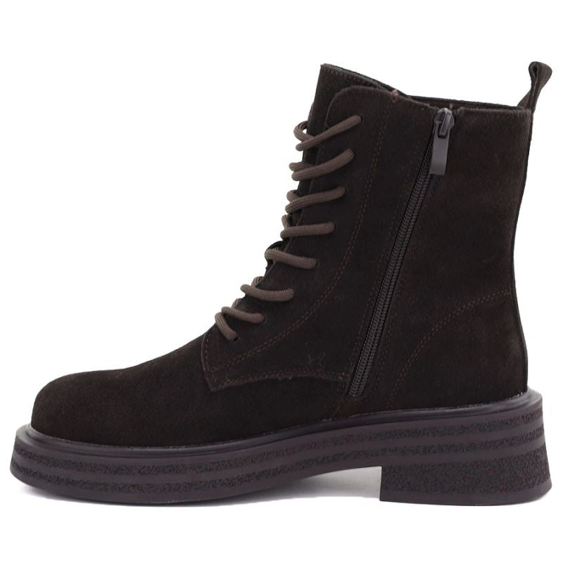 Women's leather ankle boots, suede, chocolate, Sergio Leone TR-02