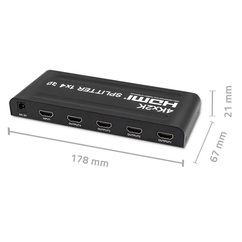 QOLTEC SPLITTER 4XHDMI 4KX2K | 3.4GB/S Kable i adaptery/Adaptery, przejściówki Your Sports Performance