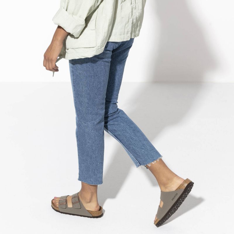 Birkenstock Arizona Birko-Flor Nubuck Stone regular women's/men's flip-flops wide gray (0151211) Footwear/Lifestyle/Birkenstock/Klapki/chodaki Birkenstock
