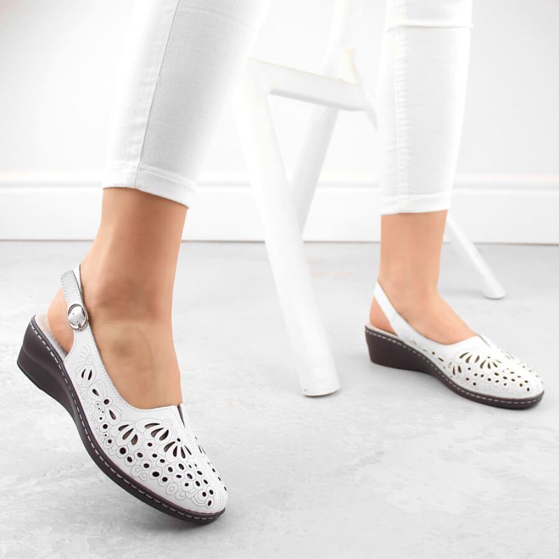 Comfortable women's leather sandals with openwork white T.Sokolski L26-27 T.Sokolski