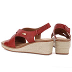 Sergio Leone SK297 Burgundy Women's Leather Wedge Sandals LEONE