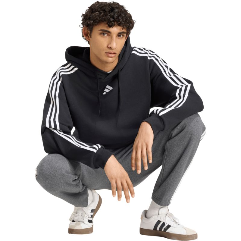 Men's adidas Essentials 3-Stripes French Terry Hoodie Black KY6605