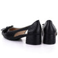 Open toe block heel pumps with bow, black, Potocki 12812 Potocki