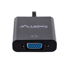 Lanberg AD-0017-BK adapter (HDMI M - D-Sub (VGA) F; 0.20m; black color) Kable i adaptery/Adaptery, przejściówki Your Sports Performance