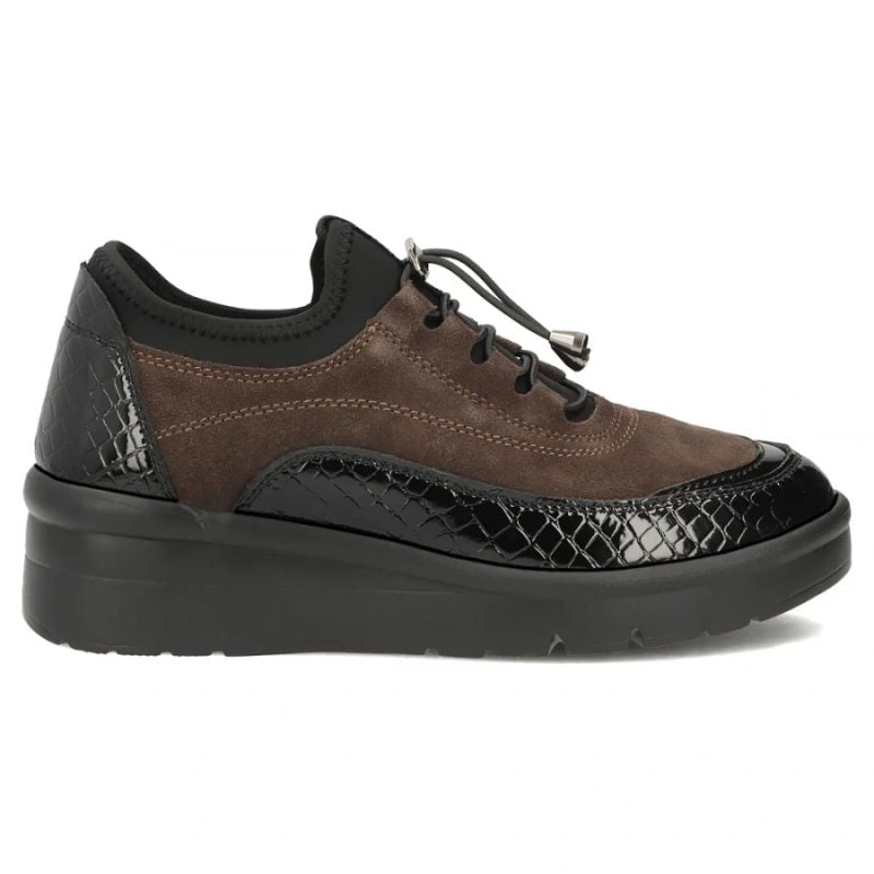 Leather suede crocodile wedge shoes brown Filippo DP8106