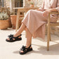 Women's leather wedge sandals, black, Filippo DS6965