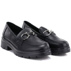 Women's leather lords shoes black Jezzi JH03-2