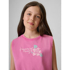 Girls' sleeveless T-shirt with print 4F 4FJRSS26TSLEF328-54S 4f