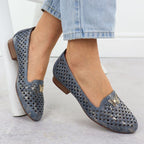 Women's openwork low-heeled shoes, blue M.Daszyński SA222-3 Footwear Your Sports Performance