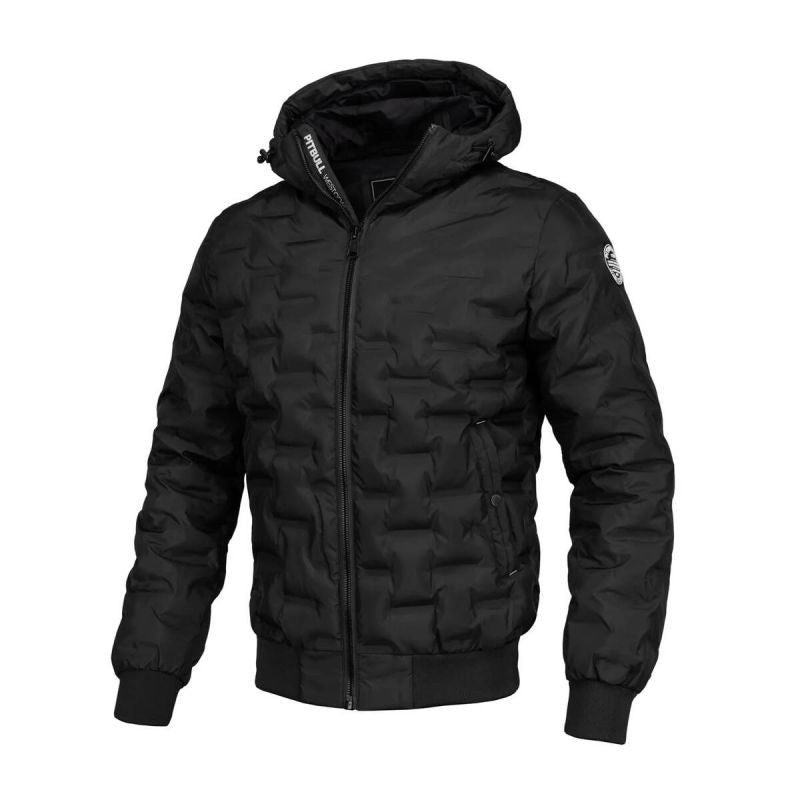 PIT BULL CARVER men's spring jacket black with hood - 52010490000 Odzież/Odzież na co dzień Your Sports Performance