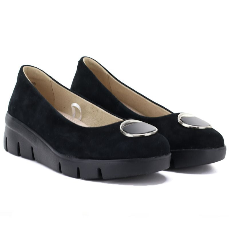 Women's leather wedge shoes, black, Vinceza 95412 Vinceza