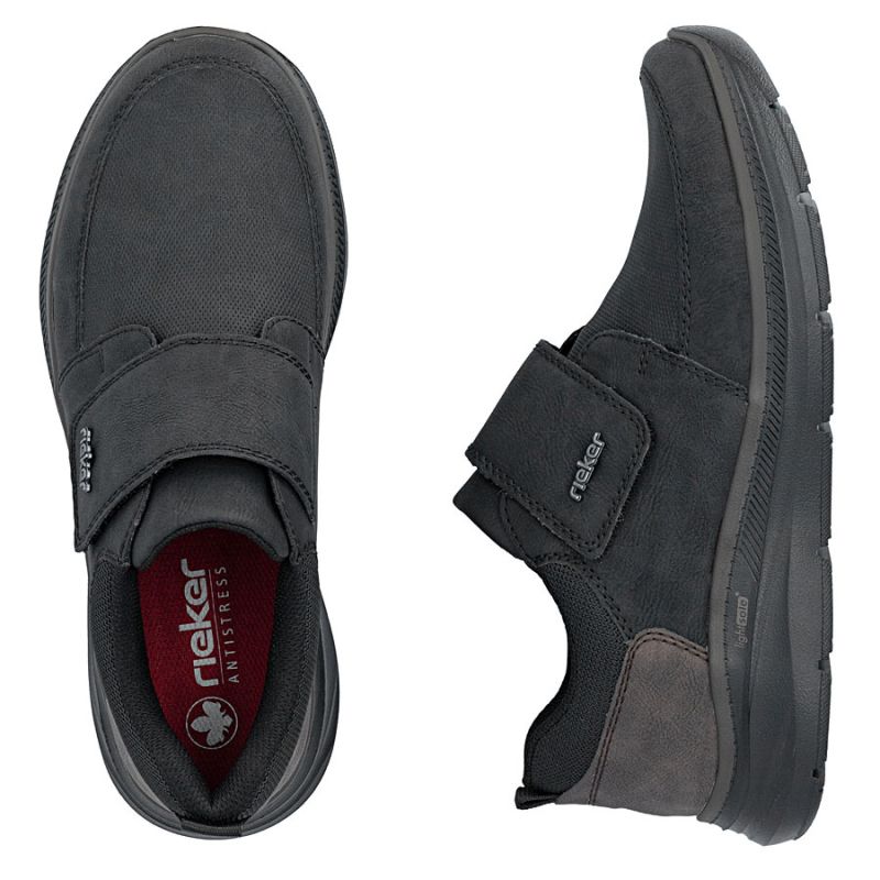 Rieker B1854-00 men's comfortable black Velcro shoes