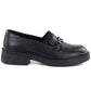 Women's leather lords moccasins with thick soles, black Vinceza 39985 Vinceza