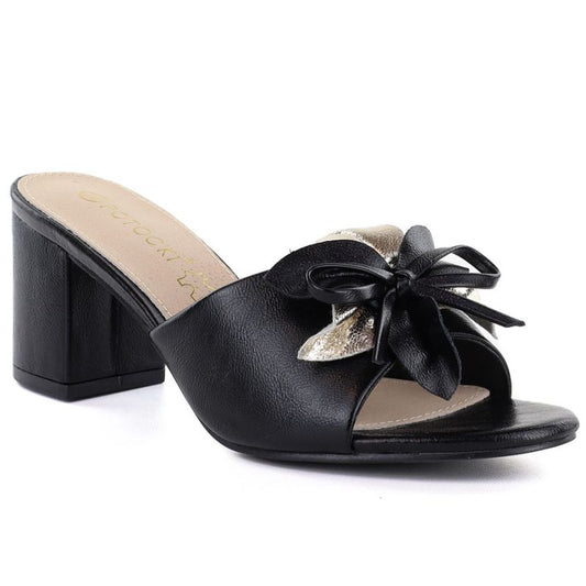 Women's black flower-topped flip-flops Potocki LE20336 Potocki