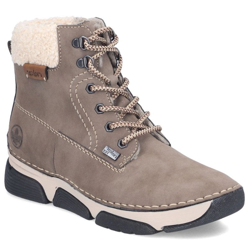 Women’s Brown Leather Lined Hiking-Style Ankle Boots Rieker 45925-25