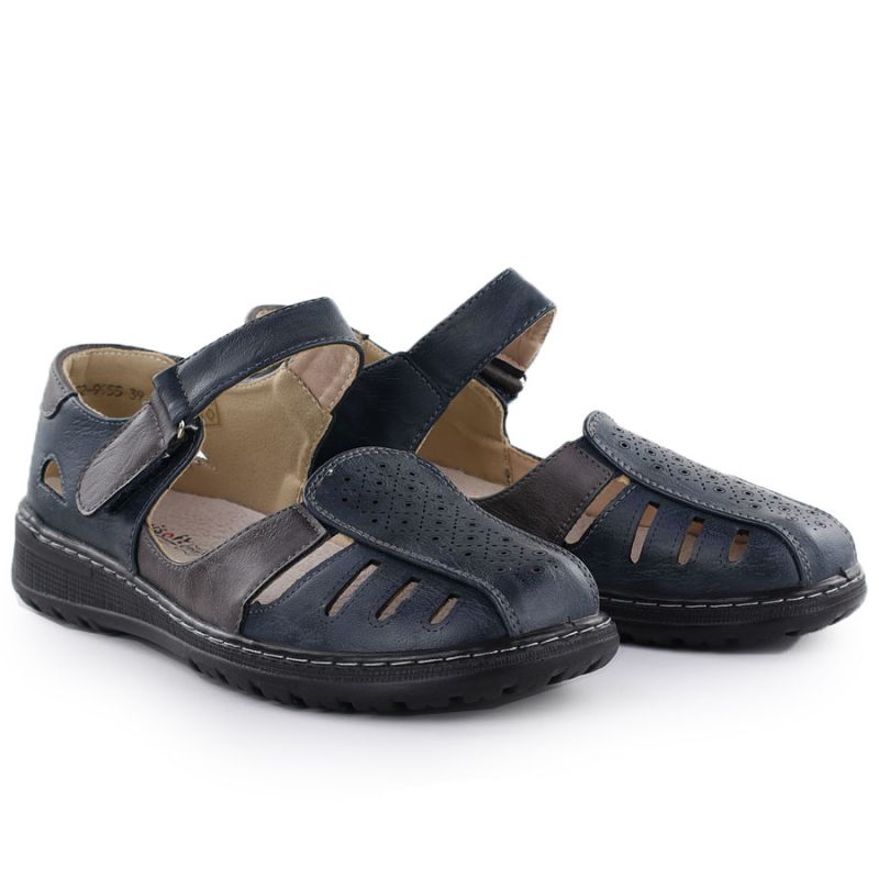 Comfortable women's shoes with Velcro, openwork, navy blue, Unisoft 9955 To be categorized Your Sports Performance