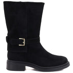 Women’s Lined Suede Ankle Boots, Black Officer Boots Potocki SH96312