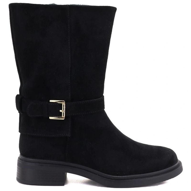 Women’s Lined Suede Ankle Boots, Black Officer Boots Potocki SH96312