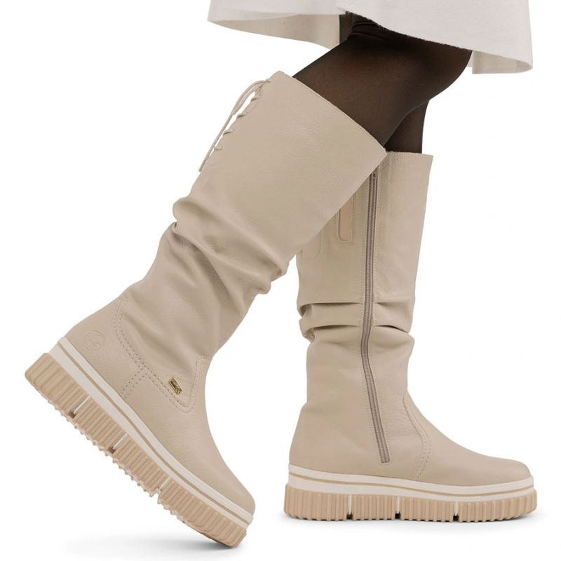Waterproof women’s platform boots, beige – Rieker Y6370-60
