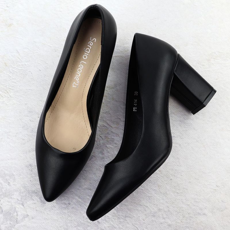 Sergio Leone PB414 women's black pumps with a block heel Footwear Your Sports Performance