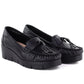Black leather wedge moccasin shoes Vinceza 39990 Vinceza
