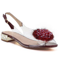 Women’s Transparent Embellished Sandals, Burgundy D&A MR62-9072