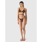 Women's swimsuit bikini top 4F 4FWSS24UBKBF042-81S Brown *Kategoria tymczasowa Your Sports Performance