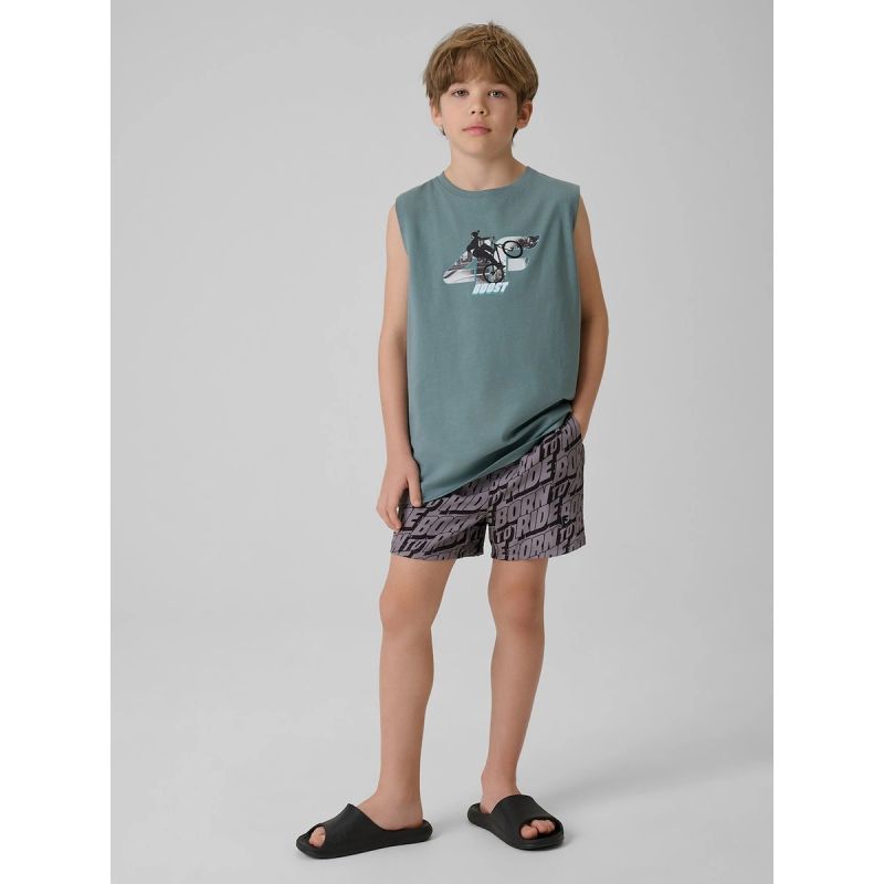 Boy's regular sleeveless T-shirt with print 4F 4FJRSS26TSLEM354-46S 4f