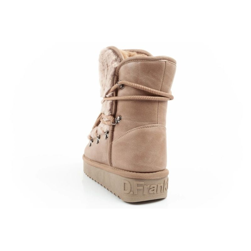 D.Franklin women's winter snow boots, fashionable fur lining, brown high D.Franklin