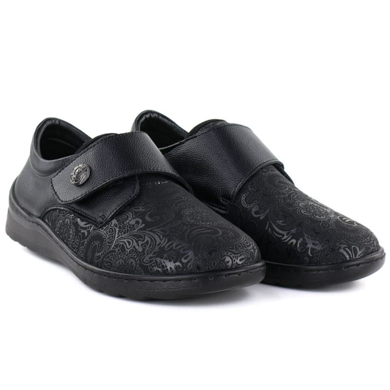 Leather Velcro shoes, elastic, black, Unisoft 8435 To be categorized Your Sports Performance