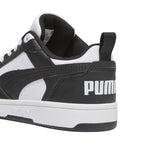 Puma Rebound V6 Lo Mid kids' shoes white and black 393833 01 Puma