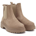 Women's suede ankle boots on a beige platform Big Star UU274858