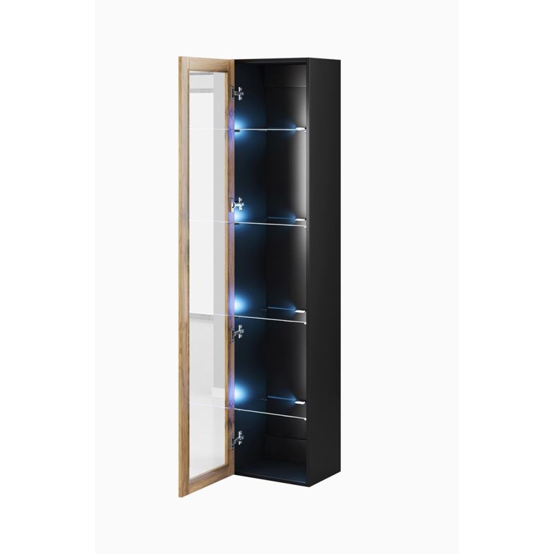 VIGO glass display cabinet '180' 180/40/30 black/wotan oak Bufety i witryny/Bufety i witryny na drewnianej podstawie Your Sports Performance