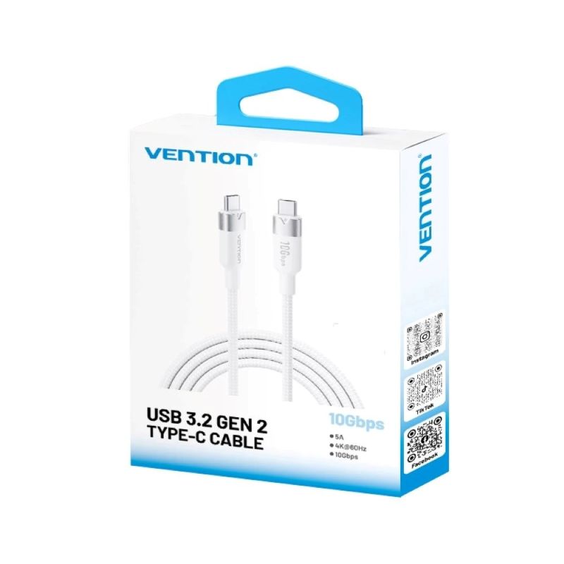 USB-C to USB-C Vention USB 3.2 Cable 5A 10Gbps 1m White In preparation Your Sports Performance