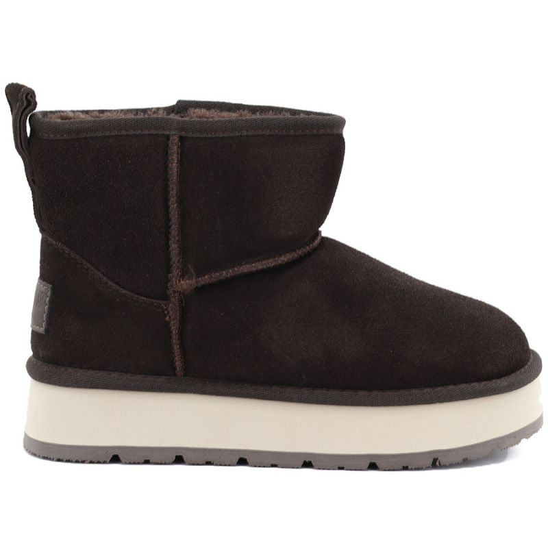 Women's leather ankle boots with platform, brown Big Star UU274693