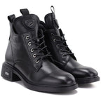 Black women’s leather heeled ankle boots Vinceza 133145