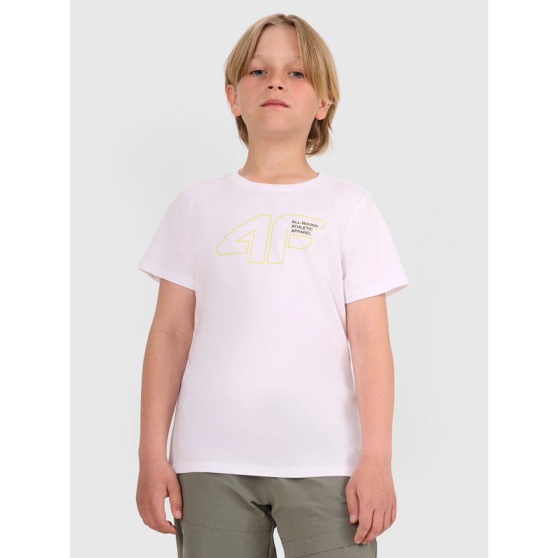 Boys' t-shirt with print 4F 4FJWAW25TTSHM2417-10S *Kategoria tymczasowa Your Sports Performance