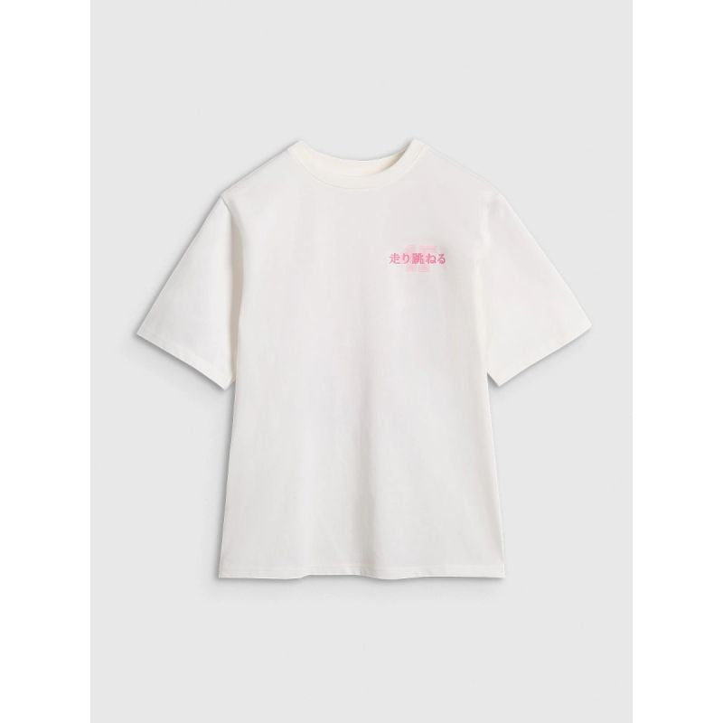 Oversized T-shirt with print for girls 4F 4FJRAW25TTSHF2935-11S 4f