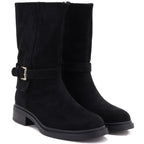 Women’s Lined Suede Ankle Boots, Black Officer Boots Potocki SH96312