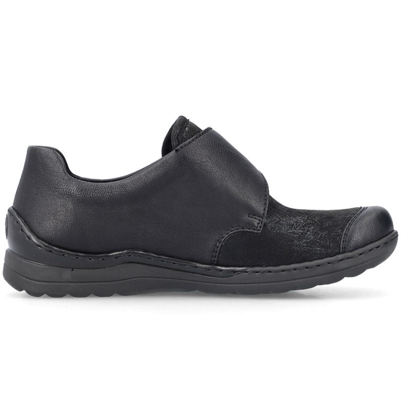 Rieker 48954-00 comfortable black women's shoes with Velcro