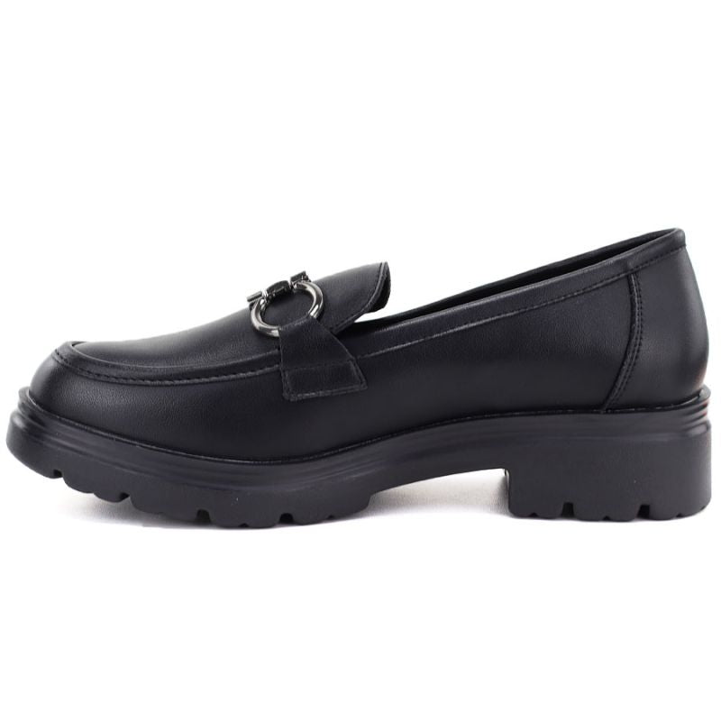 Women's leather lords shoes black Jezzi JH03-2