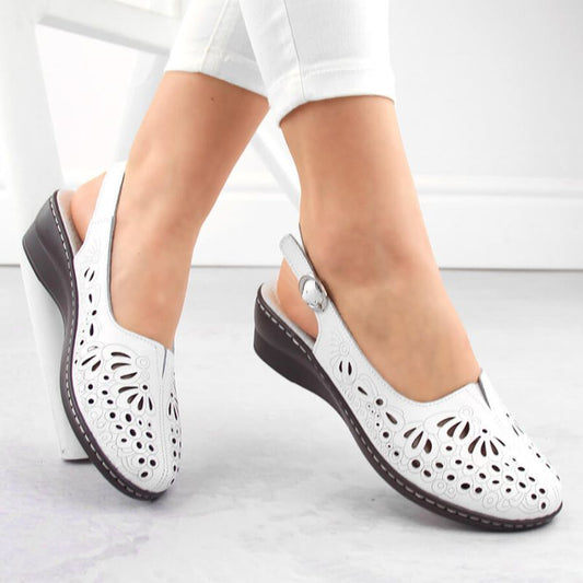 Comfortable women's leather sandals with openwork white T.Sokolski L26-27 T.Sokolski