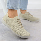 Rieker 52546-60 women's perforated leather shoes in beige Footwear Your Sports Performance