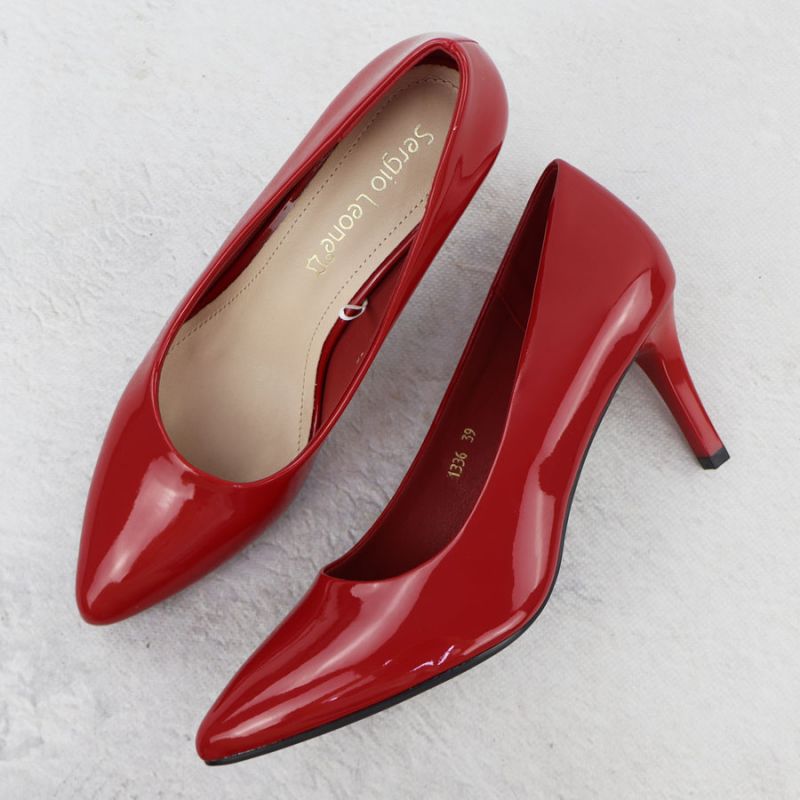 Women's patent leather pumps, red, Sergio Leone 1336 Footwear Your Sports Performance
