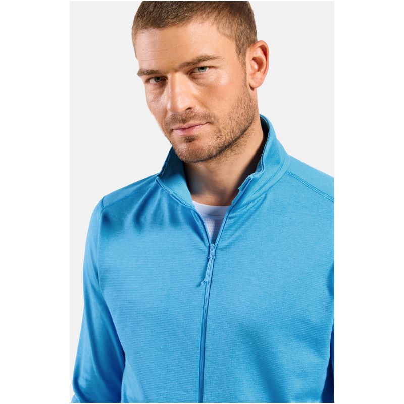 Blue Men's Odlo GRID FLEECE Mid Layer Full-Zip Fleece Jacket