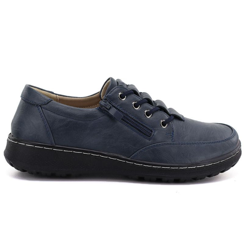 Comfortable women's shoes with zipper, navy blue, Potocki TO90407